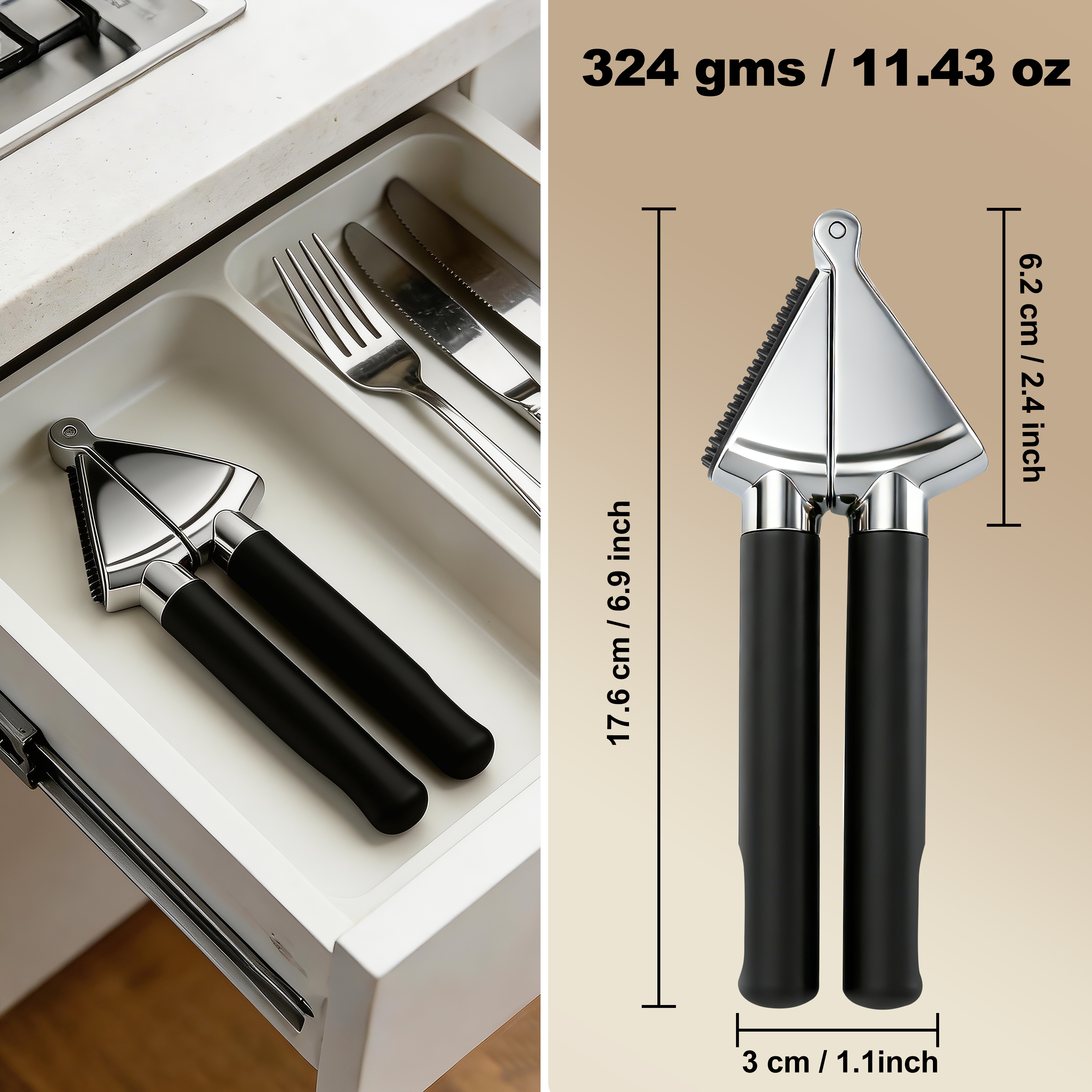 Size dimensions and kitchen drawer storage